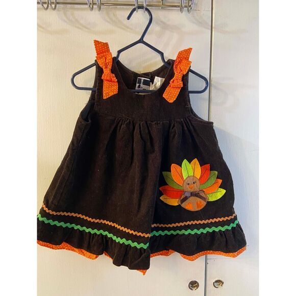 Rare Edition Brown Orange Turkey 12m dress Thanksgiving - Picture 1 of 6